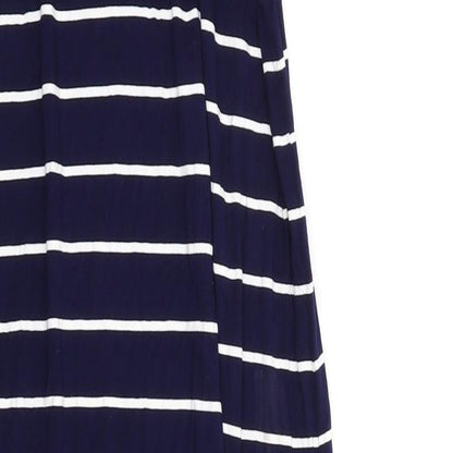 Oasis Womens Blue Striped Viscose Maxi Size S Square Neck Pullover