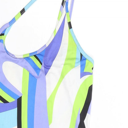 PRETTYLITTLETHING Womens Multicoloured Geometric Polyester Bodycon Size 8 One Shoulder Pullover