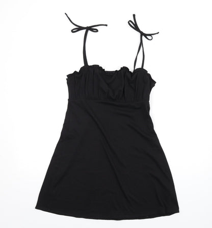 H&M Womens Black Polyester A-Line Size S Square Neck Pullover