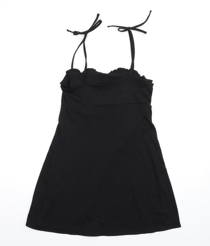 H&M Womens Black Polyester A-Line Size S Square Neck Pullover