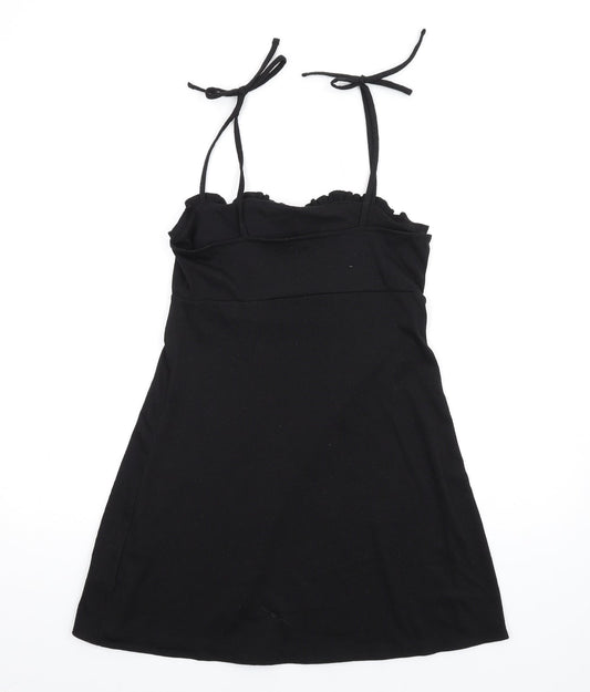 H&M Womens Black Polyester A-Line Size S Square Neck Pullover