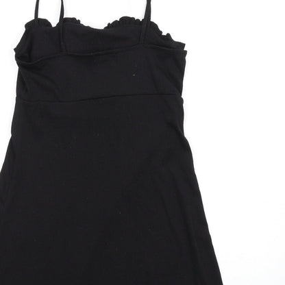 H&M Womens Black Polyester A-Line Size S Square Neck Pullover