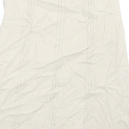 BHS Womens Beige Linen A-Line Skirt Size 12 Zip
