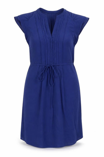 H&M Womens Blue Polyester A-Line Size 6 V-Neck Button