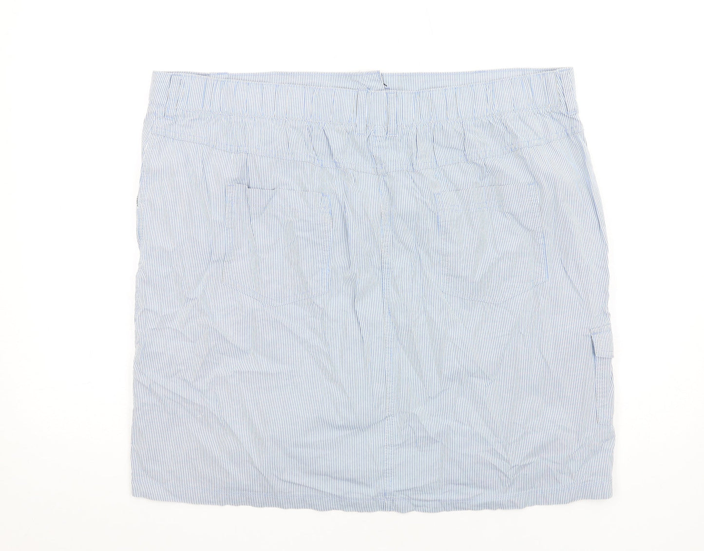 Authentic Womens Blue Striped Cotton A-Line Skirt Size 20 Zip