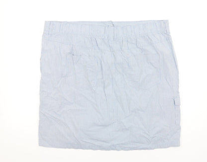 Authentic Womens Blue Striped Cotton A-Line Skirt Size 20 Zip