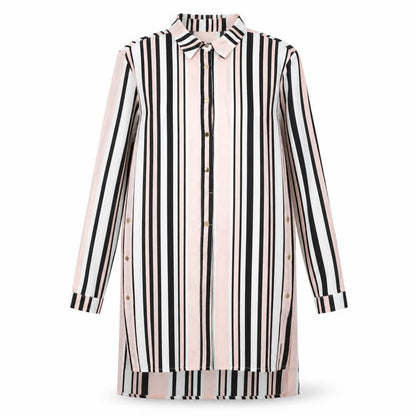 Quiz Womens Pink Striped Polyester Shirt Dress Size 10 Collared Button