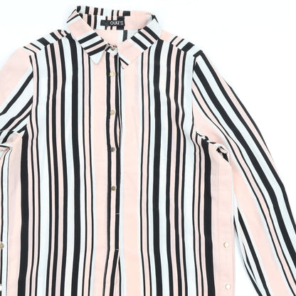 Quiz Womens Pink Striped Polyester Shirt Dress Size 10 Collared Button