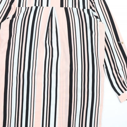 Quiz Womens Pink Striped Polyester Shirt Dress Size 10 Collared Button