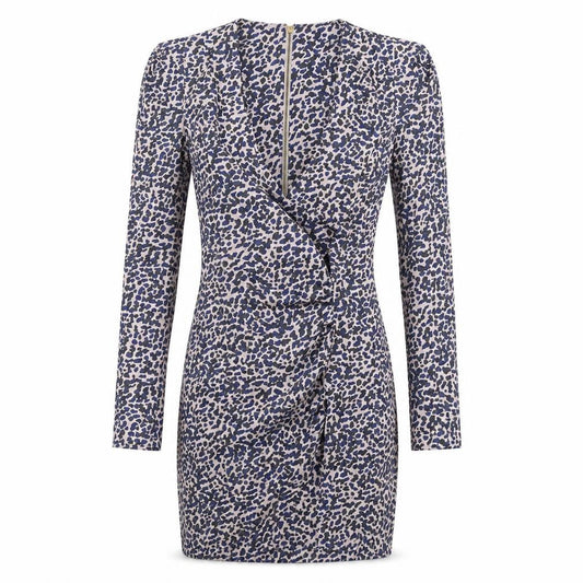 Front view of French Connection women’s multicoloured geometric cotton bodycon, size UK 8, v-neck zip