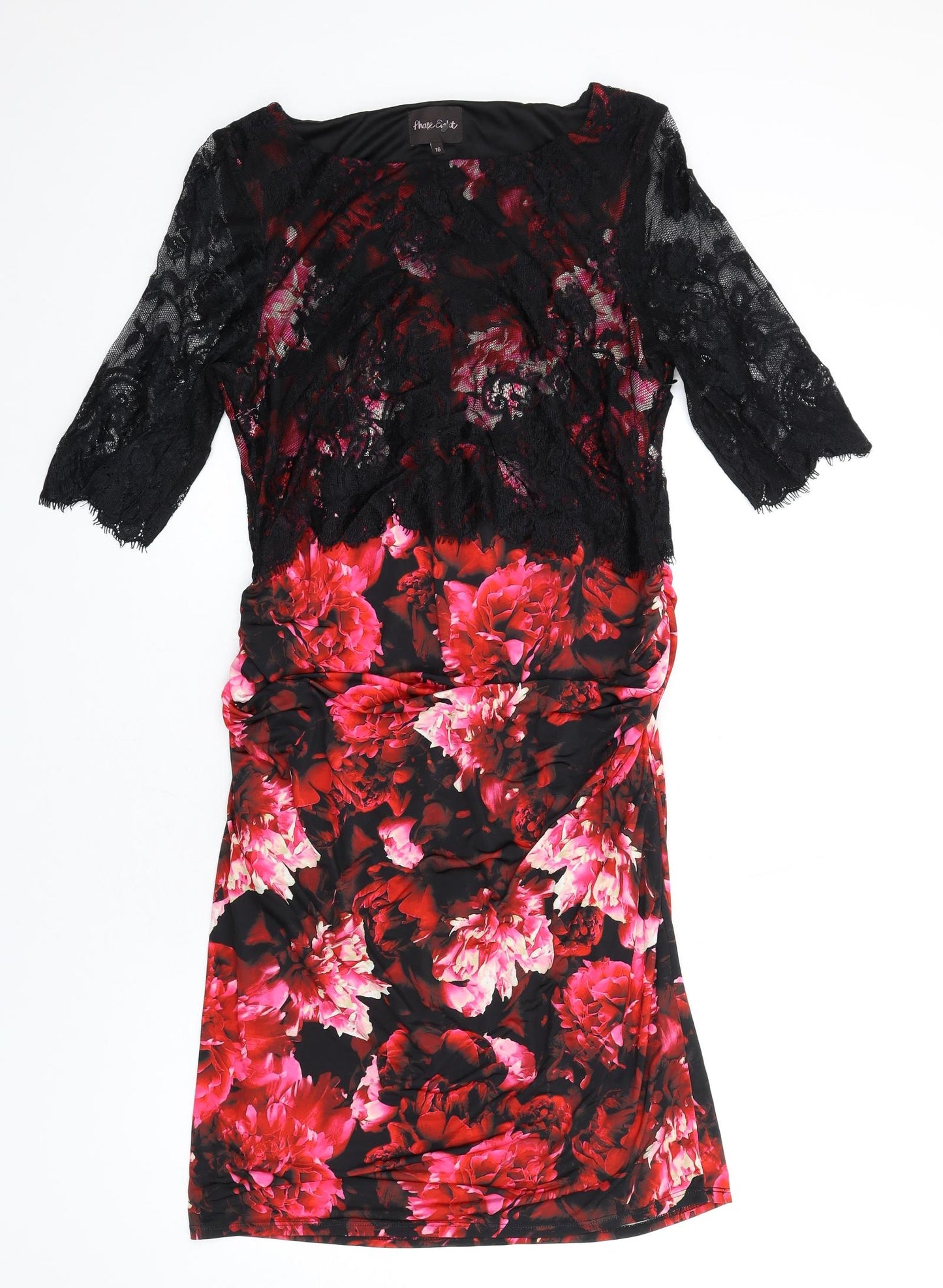 Phase Eight Womens Multicoloured Floral Polyester Pencil Dress Size 16 Boat Neck Zip