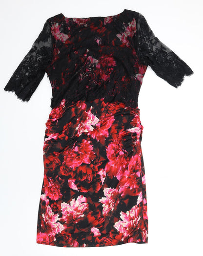 Phase Eight Womens Multicoloured Floral Polyester Pencil Dress Size 16 Boat Neck Zip