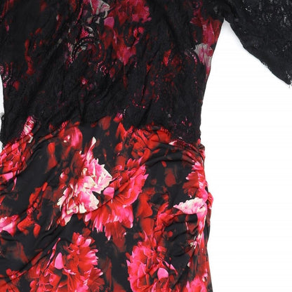 Phase Eight Womens Multicoloured Floral Polyester Pencil Dress Size 16 Boat Neck Zip