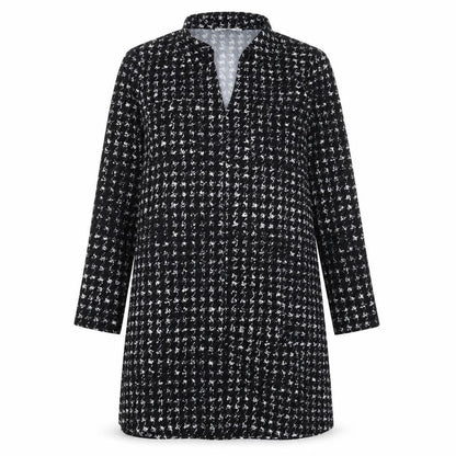Mango Womens Black Geometric Polyester Shirt Dress Size L Collared Pullover