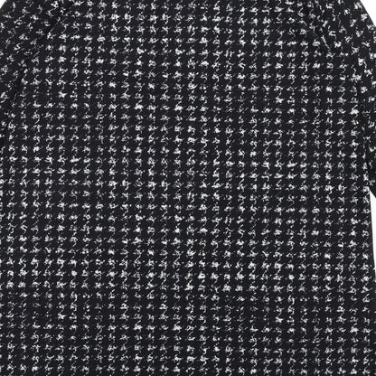 Mango Womens Black Geometric Polyester Shirt Dress Size L Collared Pullover