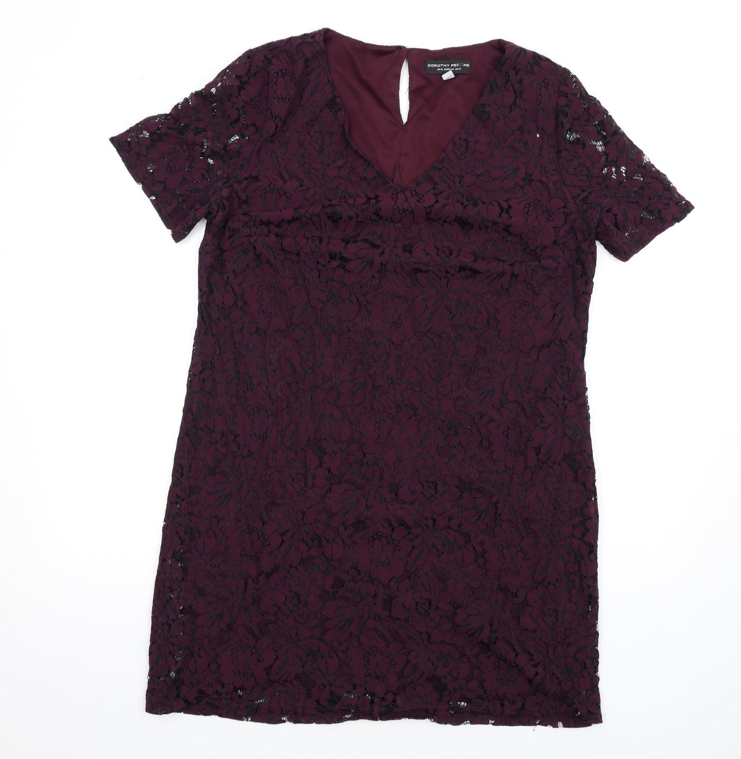 Dorothy Perkins Womens Purple Nylon A-Line Size 16 V-Neck Button