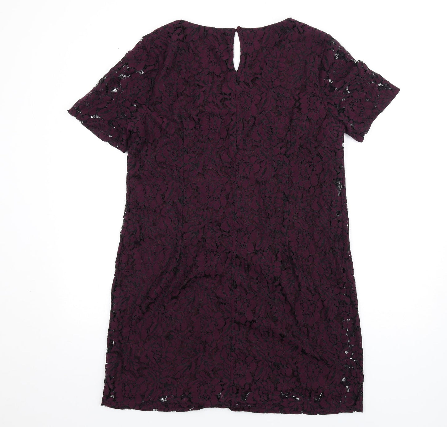 Dorothy Perkins Womens Purple Nylon A-Line Size 16 V-Neck Button