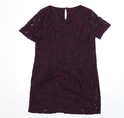 Dorothy Perkins Womens Purple Nylon A-Line Size 16 V-Neck Button