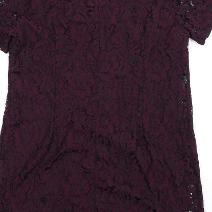 Dorothy Perkins Womens Purple Nylon A-Line Size 16 V-Neck Button