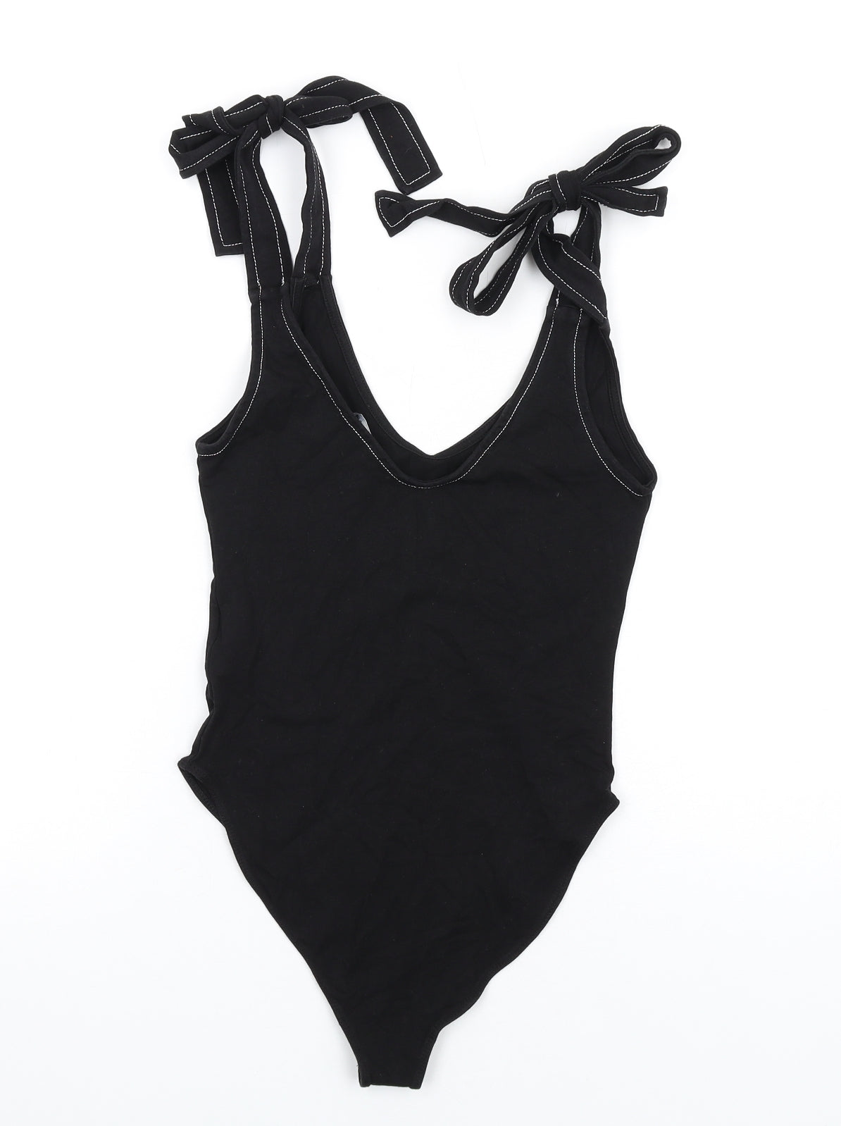 FOREVER 21 Womens Black Cotton Bodysuit One-Piece Size S Snap