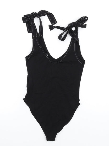 FOREVER 21 Womens Black Cotton Bodysuit One-Piece Size S Snap