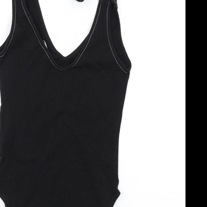 FOREVER 21 Womens Black Cotton Bodysuit One-Piece Size S Snap