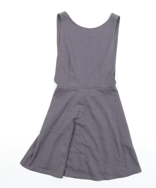 FOREVER 21 Womens Grey Polyester Skater Dress Size S Round Neck Pullover