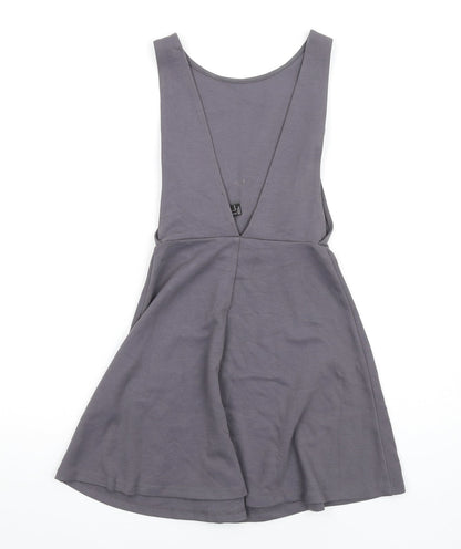 FOREVER 21 Womens Grey Polyester Skater Dress Size S Round Neck Pullover