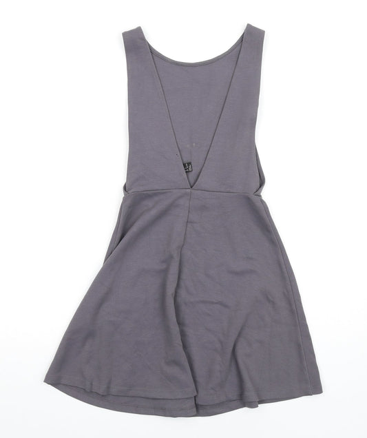 FOREVER 21 Womens Grey Polyester Skater Dress Size S Round Neck Pullover