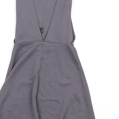 FOREVER 21 Womens Grey Polyester Skater Dress Size S Round Neck Pullover