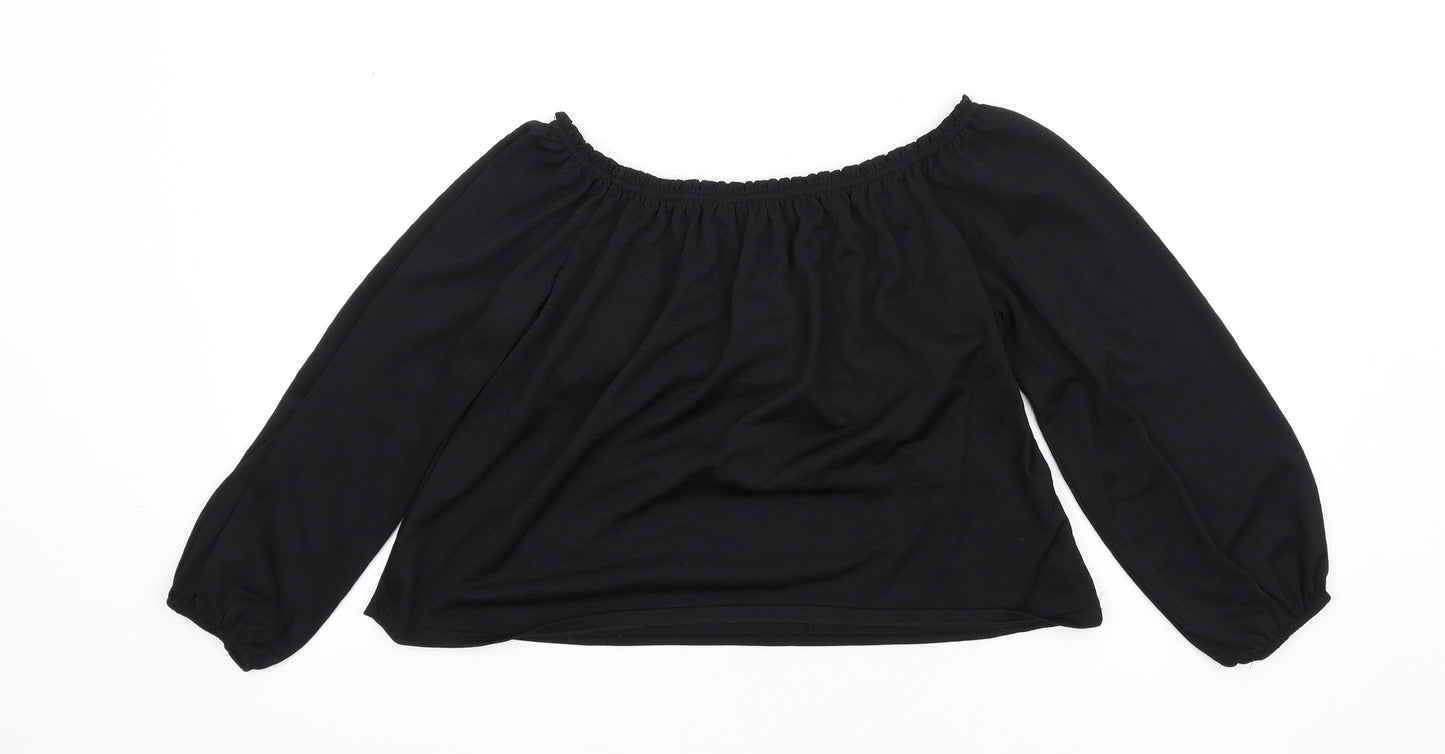 Womens UK Size S Bershka Black Basic T-Shirt