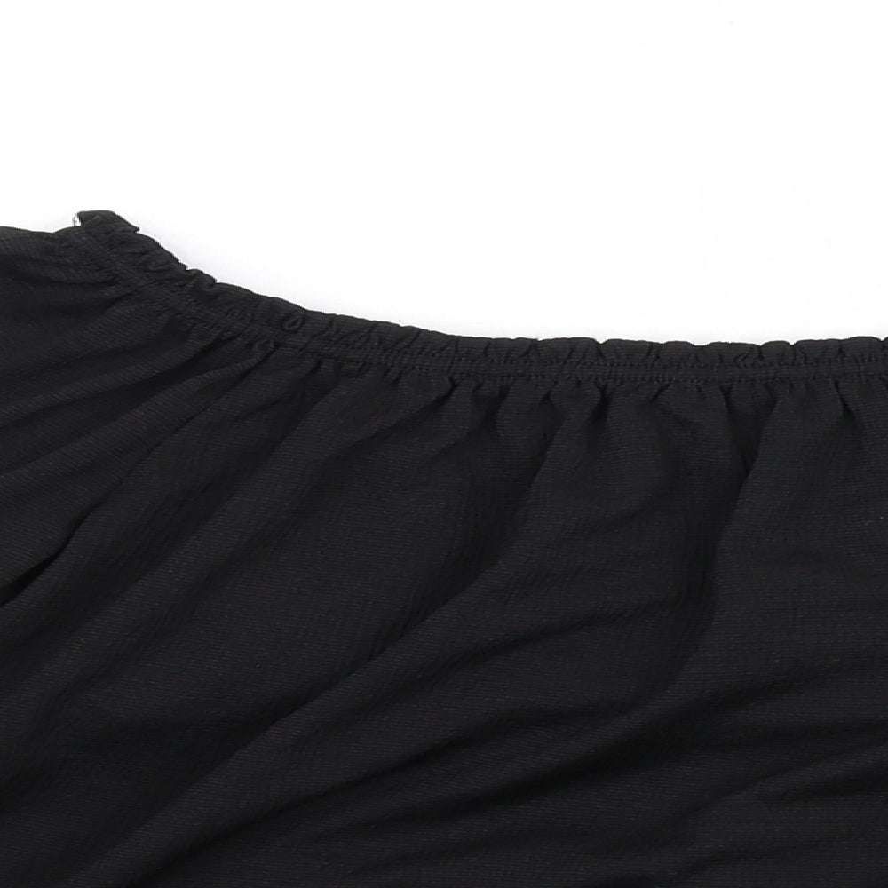 Womens UK Size S Bershka Black Basic T-Shirt