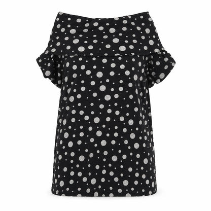 Uno Womens Black Polka Dot Acrylic A-Line Size XL Roll Neck Pullover