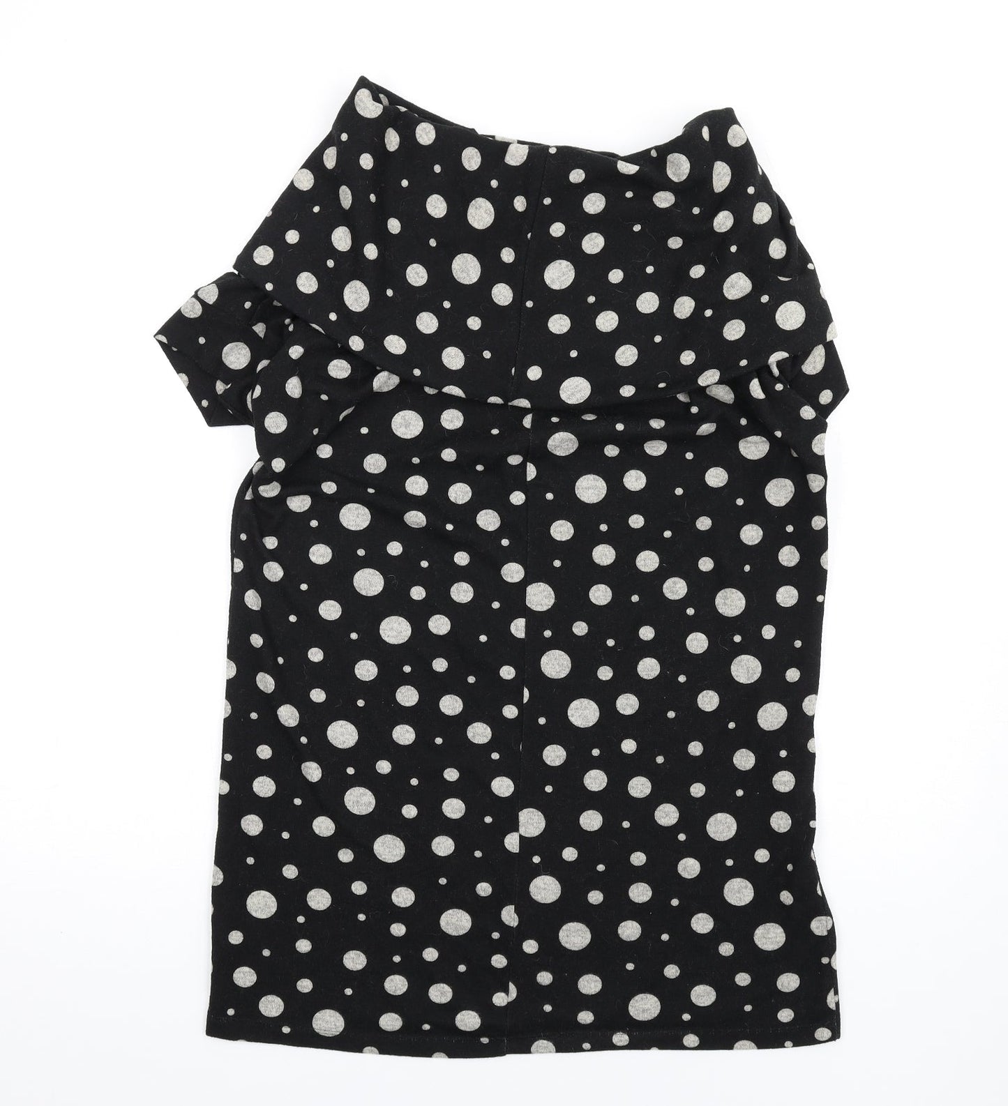 Uno Womens Black Polka Dot Acrylic A-Line Size XL Roll Neck Pullover