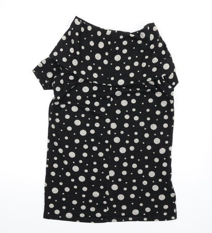 Uno Womens Black Polka Dot Acrylic A-Line Size XL Roll Neck Pullover