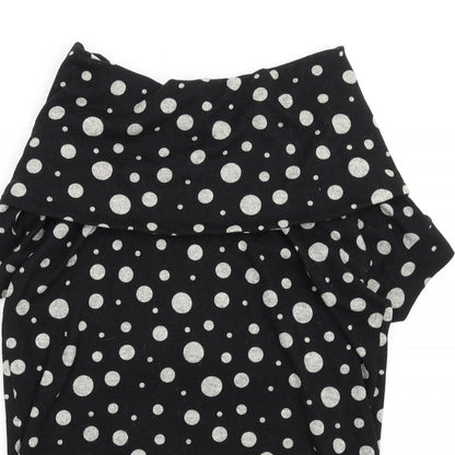 Uno Womens Black Polka Dot Acrylic A-Line Size XL Roll Neck Pullover