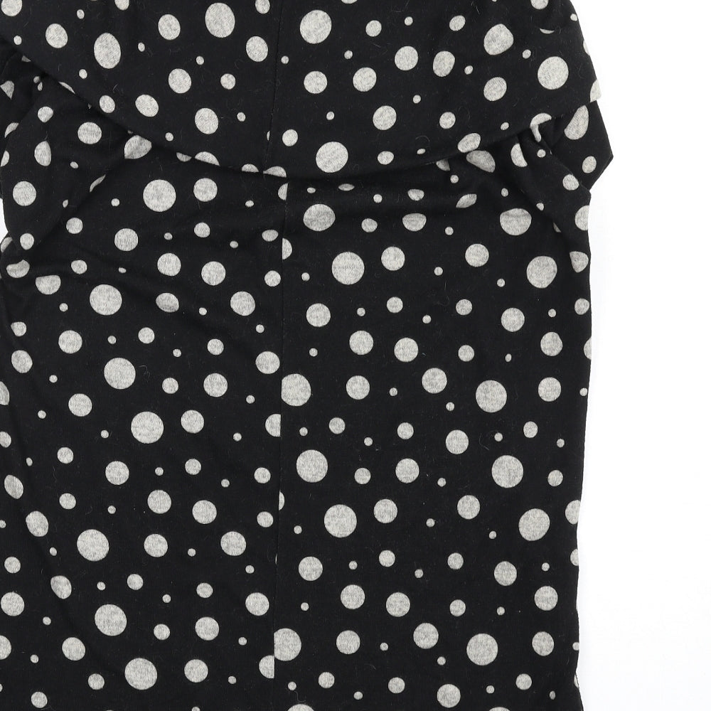 Uno Womens Black Polka Dot Acrylic A-Line Size XL Roll Neck Pullover