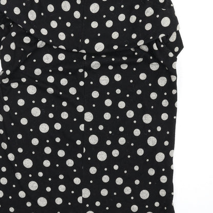 Uno Womens Black Polka Dot Acrylic A-Line Size XL Roll Neck Pullover