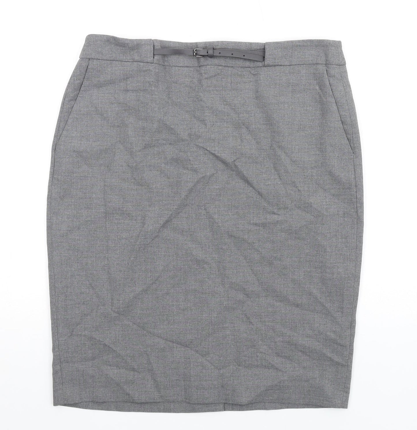 Damsel in a Dress Womens Grey Polyester Straight & Pencil Skirt Size 14 Zip