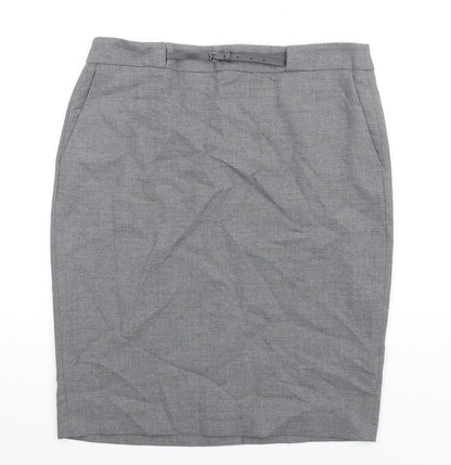 Damsel in a Dress Womens Grey Polyester Straight & Pencil Skirt Size 14 Zip