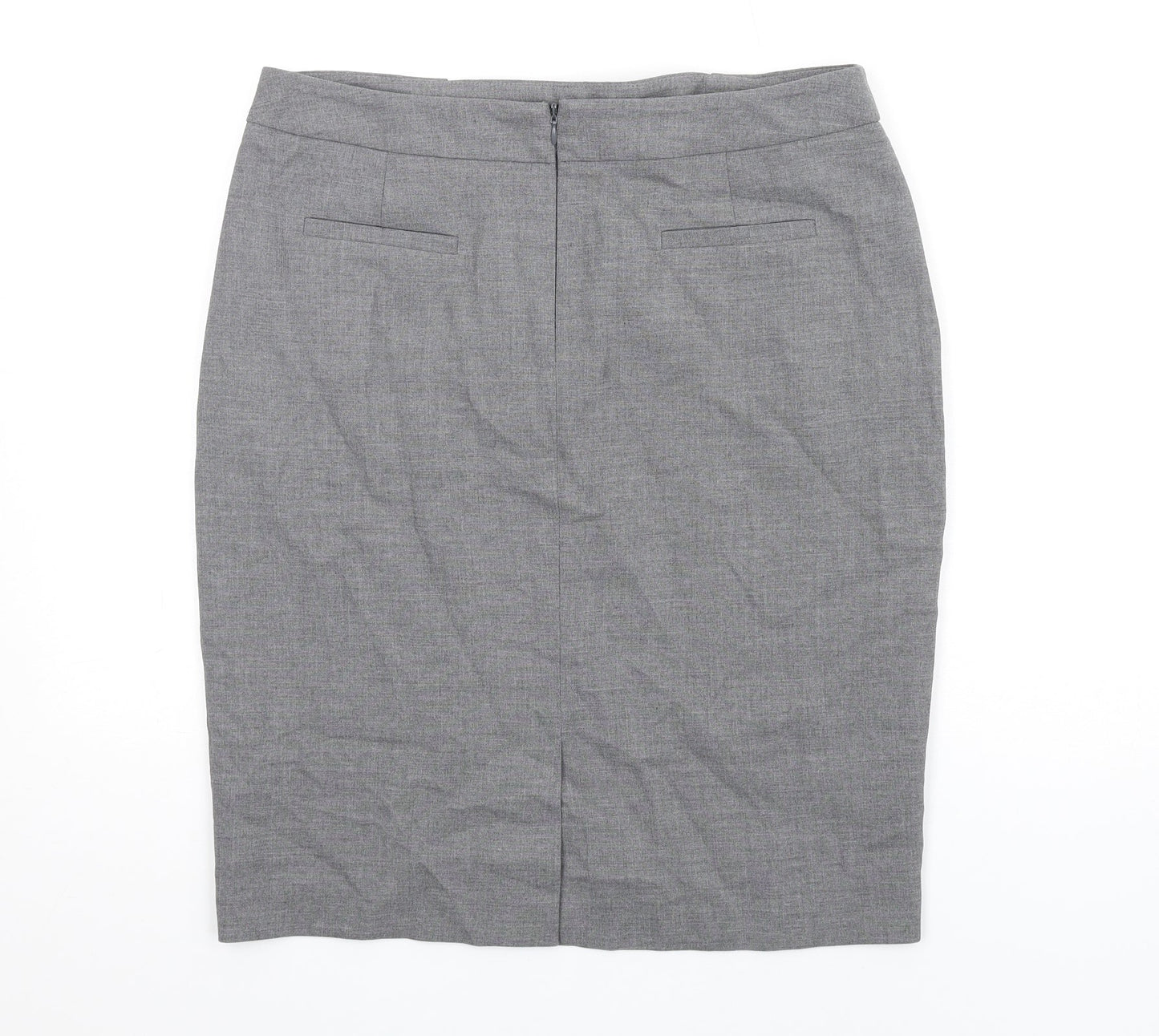 Damsel in a Dress Womens Grey Polyester Straight & Pencil Skirt Size 14 Zip