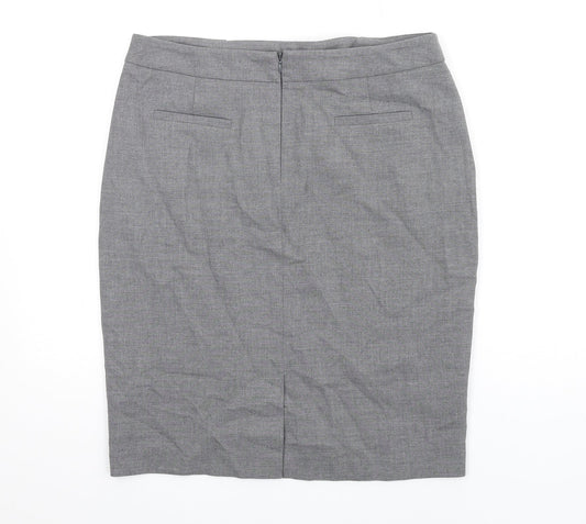 Damsel in a Dress Womens Grey Polyester Straight & Pencil Skirt Size 14 Zip