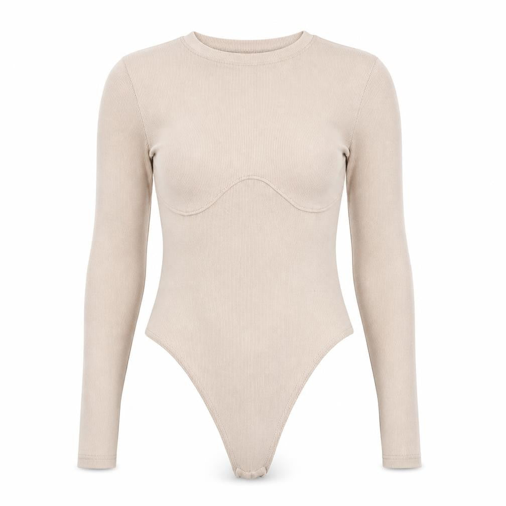 Womens UK Size 6 Missguided One-Piece Beige Bodysuit