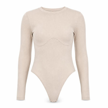 Womens UK Size 6 Missguided One-Piece Beige Bodysuit