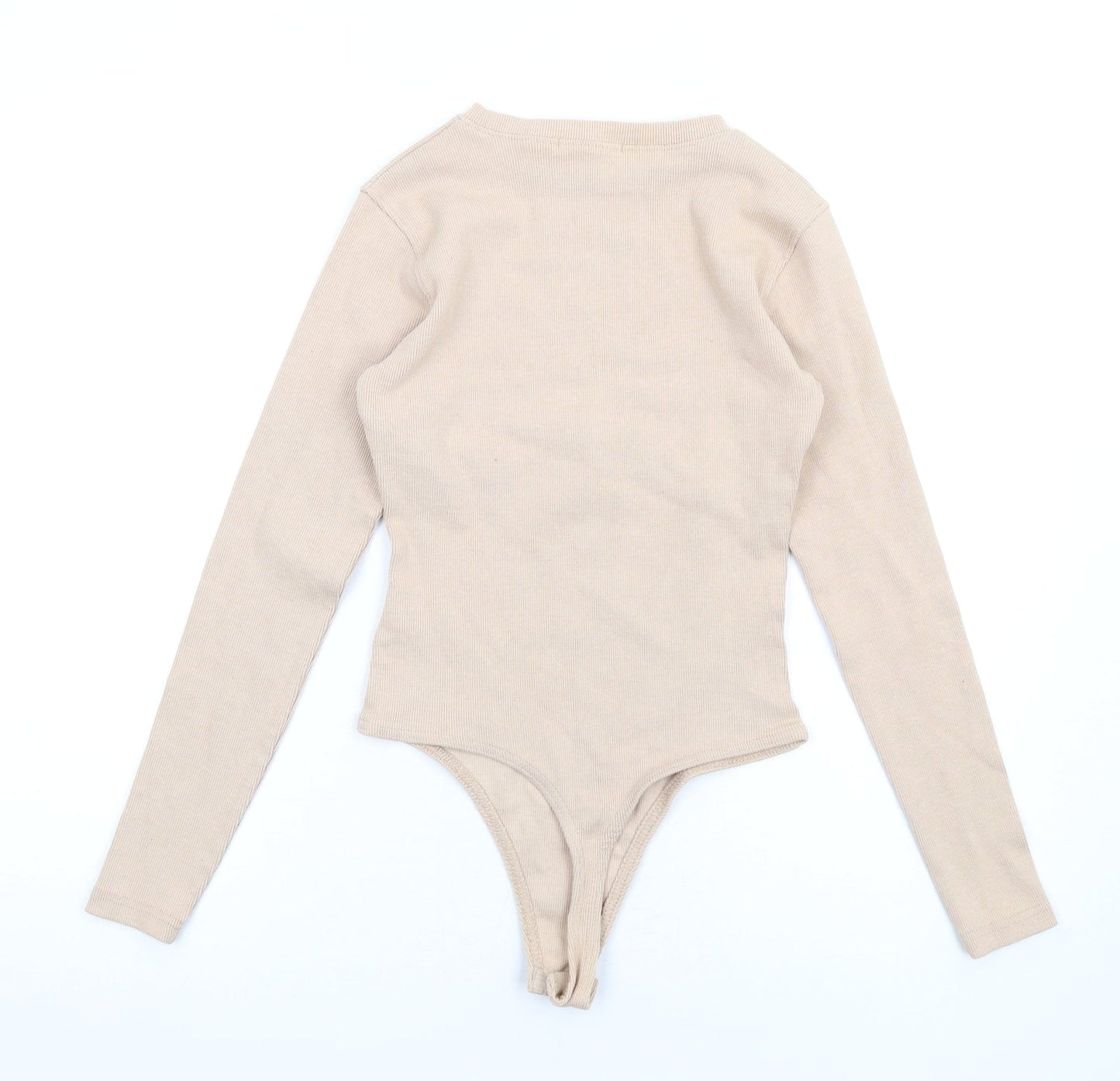 Missguided Womens Beige Polyester Bodysuit One-Piece Size 6 Snap