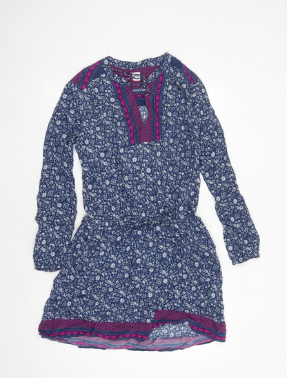 Gap Womens Blue Geometric Viscose Kaftan Size M Round Neck Pullover