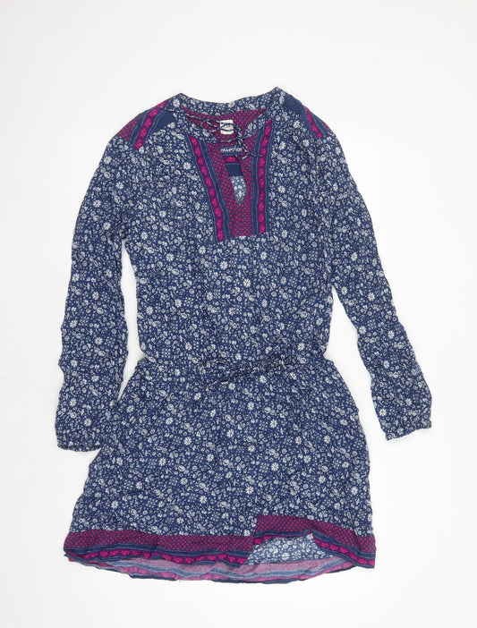 Gap Womens Blue Geometric Viscose Kaftan Size M Round Neck Pullover