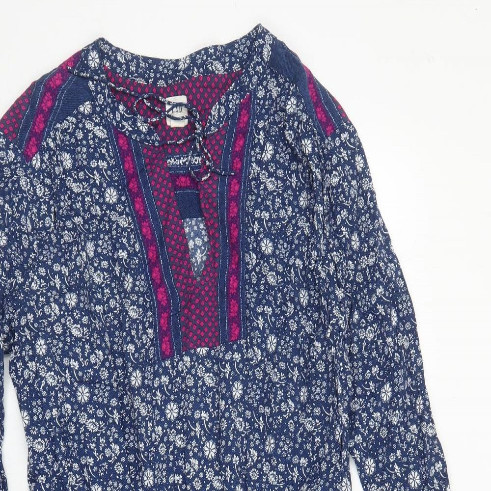 Gap Womens Blue Geometric Viscose Kaftan Size M Round Neck Pullover