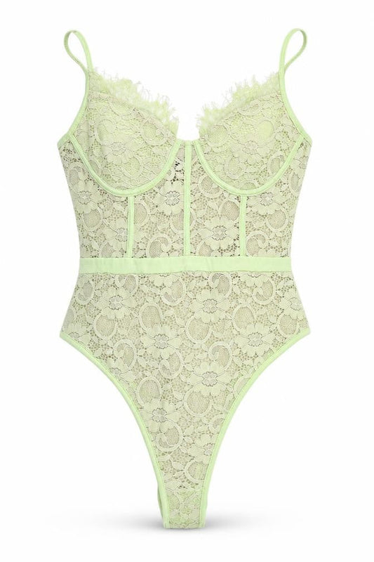 Womens UK Size 10 Naanaa One-Piece Green Bodysuit