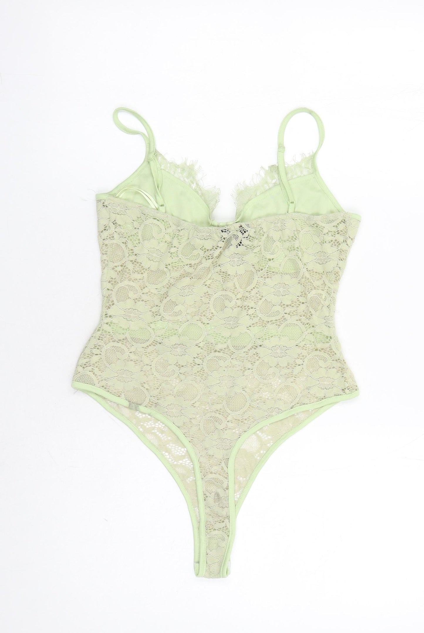 Naanaa Womens Green Floral Polyester Bodysuit One-Piece Size 10 Snap